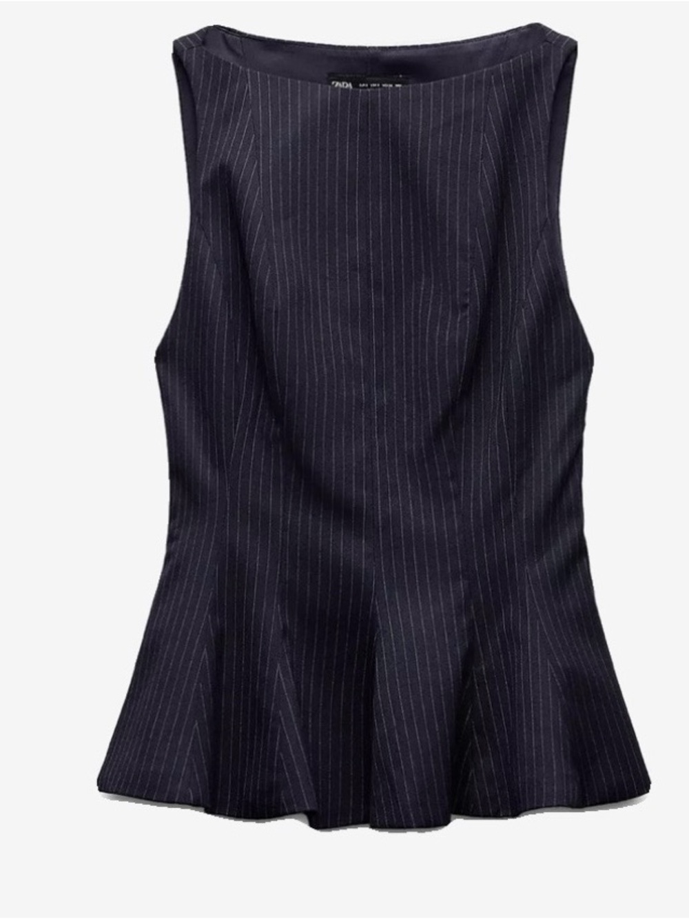 Zara Navy Pinstripe Sleeveless Peplum Camisole